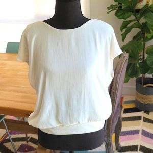 Anthropologie Drape Back Short Sleeve Top in Cream